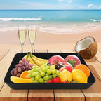 greenandlife 4 pcs 16" x 11" Large Serving Trays for Party Supplies, Plastic Platters for Serving Food, Unbreakable Reusable Trays for Snack, Fruit, Cookies, Desserts in Kitchen, BPA Free, Black - color: Black