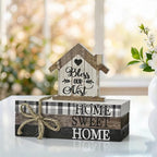 Smile Farmhouse Wooden Tabletop Decor Rustic Home Sweet Home Table Centerpiece, Block Sign Tiered Tray Decoration for Kitchen Shelves Desk Mantel - style: Sweet Home
