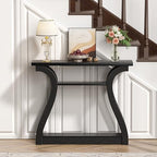 Wooden Console Table with Curved Legs and Shelf, 3-Tier Modern Accent Narrow Sofa Table for Entrance Area, Living Room, Hallway, 47 in Wide Wood Console Table for Entryway (Black) - color: Black