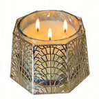 3 Wick Candle Holder, Shell Design Candle Jar Holder for 4-Inch Diameter Jars (5.25" D x 3.5" H) (Rose Gold) - color: Rose Gold