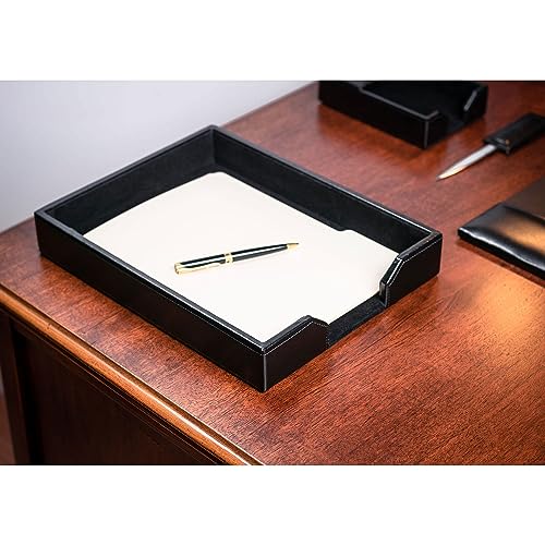 Dacasso Bonded Leather Desktop Tray Luxury Letter Holder & Paper Organizer for Desk, 13.5in x 10.5in x 2.13in, Black - color: Black, size: 13.5" x 10.5" x 2"