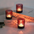 Woho 24pcs Purple Votive Candle Holders, Glass Tea Lights Candle Holder for Wedding Table Centerpiece, Studded Diamond Tealight Candle Holder for Tealight Candles/Votive Candles - color: Deep Purple