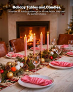 Homemory 6 Pcs Real Wax Pink Flameless Taper Candles with Remote Timer, 9.6 Inches LED Fake Candlesticks, LED Candle with 3D Flickering Flame for Romantic Wedding, Dinner, Xmas Anniversary Decor - style: Romantic - Pink 9.6"