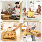 20 Pcs Gold Serving Trays and Platters Bulk Disposable Paper Rectangle Gold Party Platters Decorative Food Appetizer Foil Trays for Birthday Wedding Dessert Table Snack Cupcake, 13.8" x 9.8"