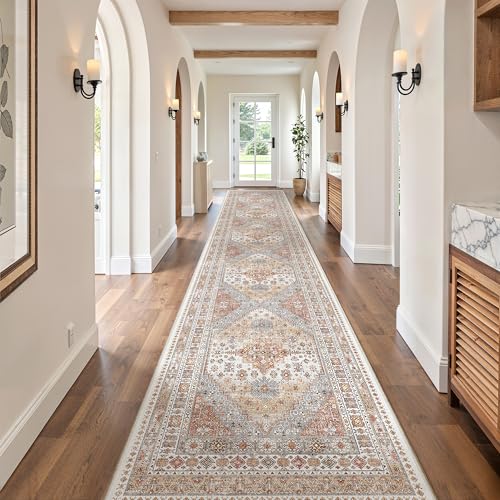 zesthome Washable Runner Rug 2.5x16 - Stain Resistant Entryway Rug,Ultra-Thin Kitchen Rugs, Anti Slip Backing Runner Rugs for Entrance Laundry Room Indoor Hallway (Orange,2.5'x16') - color: Orange, size: 2'6" x 16' (Runner)