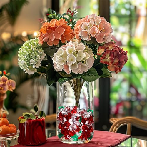 HappyFiller 14OZ Fake Ice Rocks Cubes Acrylic Gems Stones,Table Scatters, Photography Props Vase Fillers,Wedding,Crafts,Home Centerpieces,Candle Holder,Red,Green,Clear Mix - color: Red/Green/Clear, size: 14 OZ