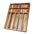 KITEISCAT Acacia Wood Silverware Organizer, Kitchen Utensil Drawer Organizer for Forks & Spoons, 7-Compartment Cutlery Tray, Flatware Holder - size: 7 Compartments