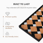 Anji Mountain Rubber Boot/Shoe Tray with Coir, Fits 4 Pair (46.5"" Wide), Tan and Black Chevron Insert (AMB0BT4F-011) - color: Tan and Black Chevron Insert, size: 46" x 14" x 1.5"