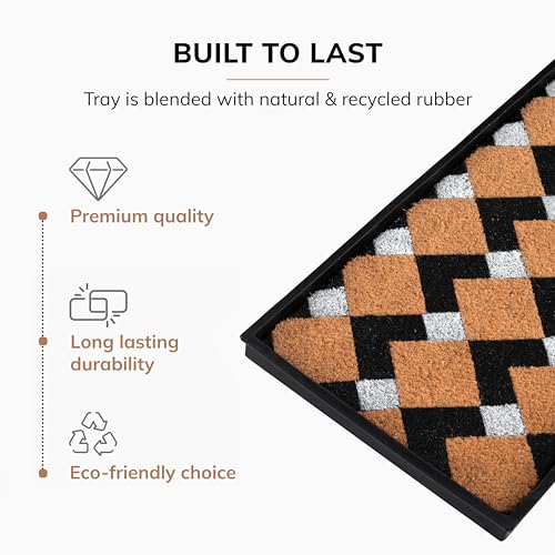 Anji Mountain Rubber Boot/Shoe Tray with Coir, Fits 4 Pair (46.5"" Wide), Tan and Black Chevron Insert (AMB0BT4F-011) - color: Tan and Black Chevron Insert, size: 46" x 14" x 1.5"