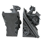 Design Toscano Castle Dragon Gothic Decor Decorative Bookend Statues, 8 Inch, Set of Two, Polyresin, Grey Stone