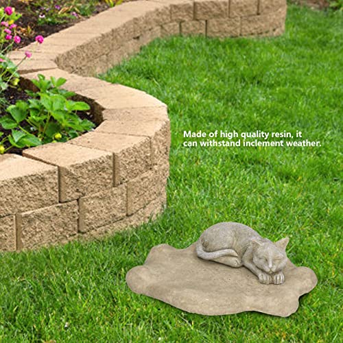 Hapivida Cats Memorial Stone, 5.5in Cat Garden Statue Pet Statues Gift Figurine Sculpture Sleeping Cats Decoration - size: Brown Cat