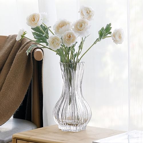 10" Decorative Modern Flower Vase for Floral Arrangements, Large Elegant Clear Glass Vase for Bouquet(Transparent) (Clear, 01) - color: Clear, size: 01