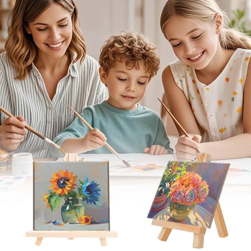 12 Pcs Mini Wood Easel Stands 6 Inch Tabletop Display Holder for Art, Photos, Menus, Wedding Cards, Small Canvases