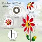 Wind Spinner Outdoor,14’’ Dia Red Flower Shape Garden Pinwheels Spinners,Waterproof Windmill for Yard Lawn Patio Decor - size: 14'' Red