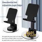 Meetuo Rotatable Cell Phone Stand for Desk, Height Angle Adjustable Phone Holder Portable Phone Stand Compatible for Most Smartphones iPhone 14, Pro, Pro Max, 13 12 X XS