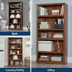 Sauder 5-Shelf Split Bookcase/ Book shelf, Oiled Oak finish - color: Oiled Oak Finish