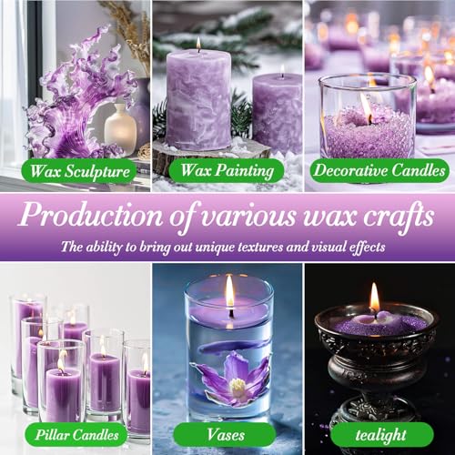 Sukh Purple Snow Pearled-Candles with Wicks - 410G DIY Candle Sand,Pearled Sand Wax with Wicks,Pearled Wax,Refillable for Weddings,Partie,Halloween,Christmas,Thanksgiving - color: Purple