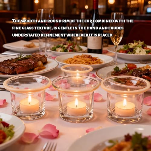 6 Pcs Clear Chunky Glass Lip Votive Candle Holders Tealight Votive Cups for Wedding Proposal, Spa Aromatherapy, Meditation, Table Decorations Clear Cups