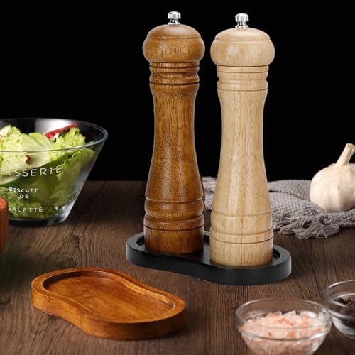 Black Salt and Pepper Mill Tray, Pepper Grinder Wood Rest, Work Surface and Dining Table Protector (Pepper mill not included) - color: I Black Colours Mill Rest