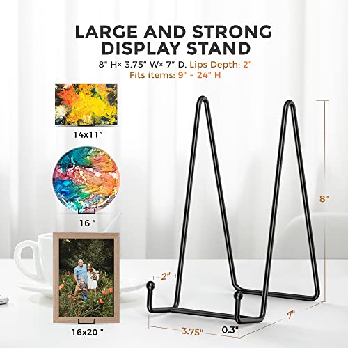 TR-LIFE 3 Pack 8 Inch Large Plate Stands for Display - Plate Holder Display Stand + Metal Frame Holder Stand for Picture, Book, Decorative Plate, Platter, Photo Easel - size: 8 Inch