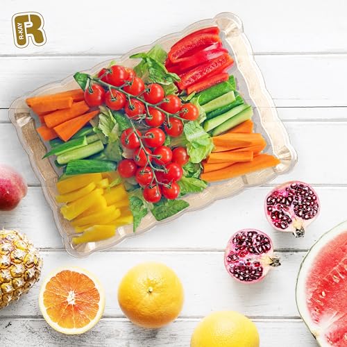 6 Pack Gold Glitter Plastic Serving Trays for Party, 9 x 13 Inch - Heavy Duty Plastic Gold Trays for Food - Rectangular Party Serving Platters - color: Gold Glitter