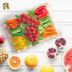6 Pack Gold Glitter Plastic Serving Trays for Party, 9 x 13 Inch - Heavy Duty Plastic Gold Trays for Food - Rectangular Party Serving Platters - color: Gold Glitter