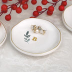 Personalized Ceramic Ring Dish, Initial Jewelry Tray for Rings, Earrings, Necklaces & Bracelets, Gift for Engagements, Birthdays, Holidays, Mom, Sister, Bridesmaid, Bride-to-Be, 4" Ring Plate - color: J