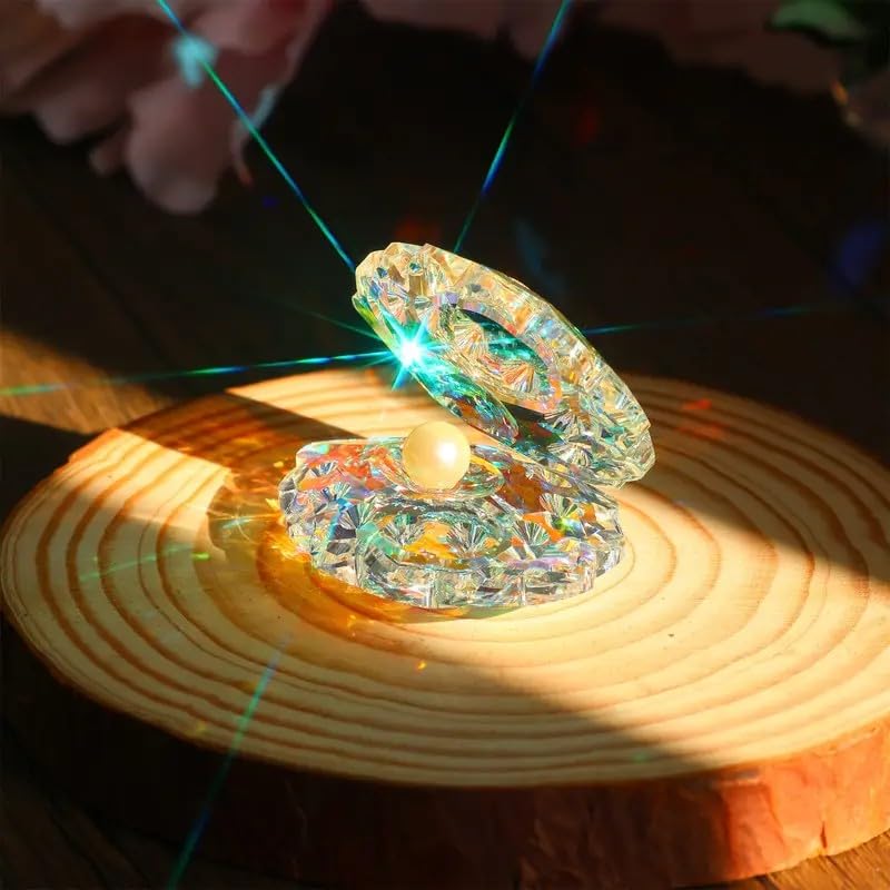 Colorful Crystal Glass Shell Figurine Collectible for Home Decor, Wedding, Birthday, Housewarming Gift