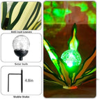 Metal Agave Plant Garden Art, 2 Pack Tequila Rustic Sculpture, Rustic Metal Agave Plants Garden Lawn Home Ornaments, for Yard Stakes, Garden Figurines, Outdoor Patio (2 PCS Green with Light) - color: 2 Pcs Green With Light