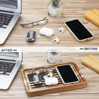 Newtay American Flag Valet Tray for Men Wood Catch All Dump Tray EDC Organizer Every Day Carry Bedside Nightstand Table Entryway Holder for Keys Wallet Watches Phones Jewelry 11 x 7.75 x 1 Inch