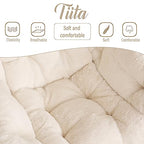 Tiita Lazy Chair with Ottoman, Beige Modern Large Accent Chair, Comfy Leisure Sofa Armchair with Ottoman, Reading Chair with Footrest for Bedroom, Living Room, Dorm Rooms, Plush Beige - color: Plush-beige