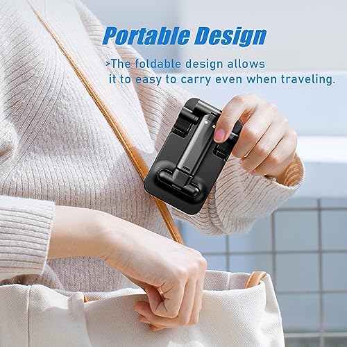 2 Pcs MT-6 Cell Phone Holder, Adjustable Angle and Height, Anti-Slip Silicone Pad, Foldable and Portable, Compatible with 4-8 Inch Devices(Black+Green) - color: black&green