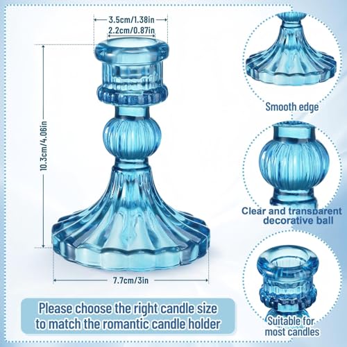 Maxcheck Set of 6 Candlestick Holders Taper Glass Candle Holder Decorative Candle Stand for Wedding Party Table Centerpiece Anniversary Festival Home Decor(Blue) - color: Blue