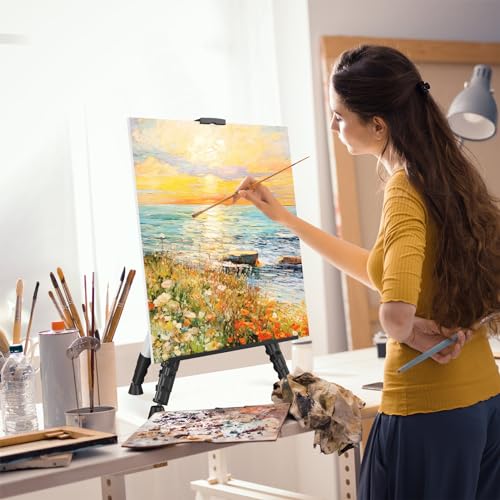 Art Easel Stand for Painting or Sign, Portable Adjustable 66 inches Display Tripod Artist Floor Aluminum Metal Easel with 1 Bag for Table-top/Floor Drawing, Sturdy for Canvases Displaying - Silver - style: Silver