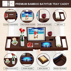 Premium Bamboo Bathtub Caddy Tray - Bath Tray - Bath Tub Tray Table for Bathtub - Expandable Size, Fits Most Bath Tubs - Brown - color: Brown