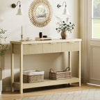 Lulive 51" Fluted Console Table for Entryway, Entryway Table with 3 Wooden Drawers, Farmhouse Behind Sofa Table for Living Room, Hallway, Couch, Foyer - color: Natural