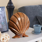 Seashell Teak Sculpture Home Décor Seashell Teak Sculpture for Shelf Good Gifts for Decoration,7.9"X8.7"X1.6"
