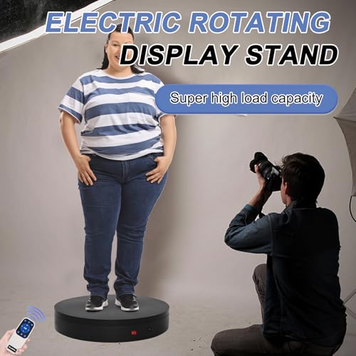 Super Heavy Duty Remote-Controlled Motorized Turntable,Motorized Rotating Display Stand,Speed-Adjustable Rotating Platform,Human 3D Scan Electric Turntable for Scan,Showcase(19.7in/Black) - size: 19.7inch/Black/700Lbs Load