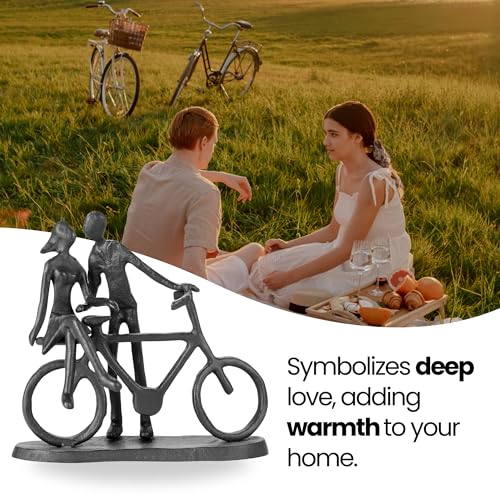 Bicycle Themed Gifts - Bike Couple Figurine Statue Black Hand Sculptures for Living Room Bicycle Wall Decor Iron Love Sculpture - style: bicycle