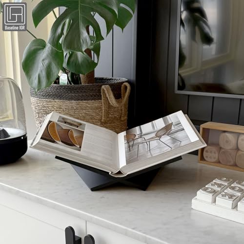 Strong Angled Modern Wood Book Stands for Display - Large Bookstand- 12.5" x 9.5" x 5.5" Wooden Bible Stand Display, Book Opener Holder - color: Black Wood, size: Large