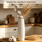 12 Inch White Vase Ceramic Flower Vase, Tall Vases for Pampas Grass, Home Decor, Modern Textured Vases for Living Room Decorations,Table Centerpieces,Shelf,Farmhouse Small Ceramic Vase - style: Shape 7
