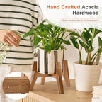 RAINBLELAND Wood Plant Stand Indoor (Set of 2) – 7 Inch Acacia Wood Plant Holder Stand for Pots, Small Mid Century Modern Planter Stand, 6 Inch Height Elevated Wooden Plant Stand (Stand Only) - color: 7" acacia wood