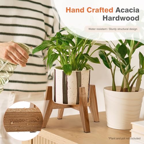 RAINBLELAND Wood Plant Stand Indoor (Set of 2) – 7 Inch Acacia Wood Plant Holder Stand for Pots, Small Mid Century Modern Planter Stand, 6 Inch Height Elevated Wooden Plant Stand (Stand Only) - color: 7" acacia wood