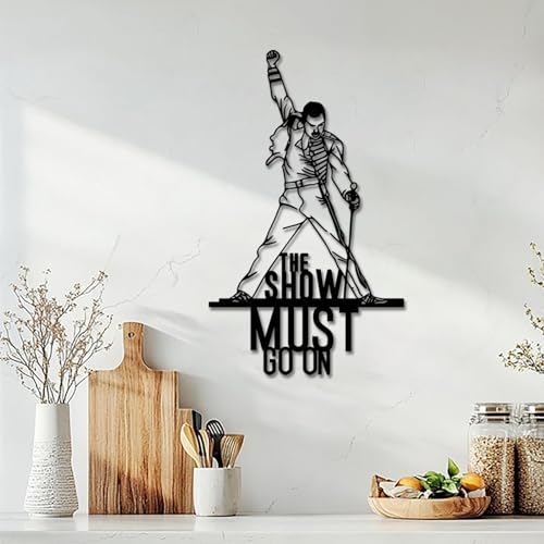 cape leadwort Metal Wall Art, Minimalist Line Art Rock Music Wall Decor, Band Singer Silhouette Wall Sculptures for Living Room, Bedroom, Music Studio, 15.7" x 9.44" - color: Music1