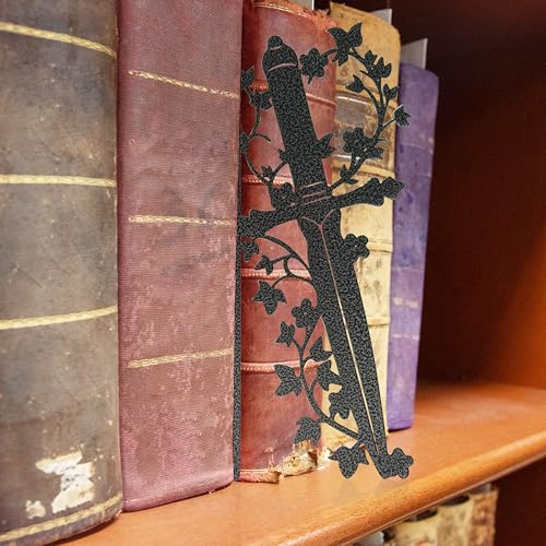 Dagger Bookshelf Decor – Fantasy Decor for Bookshelf and Desk, Ideal for Men's Desk Accessories, Gifts for Books Lovers-Black Iron Vein - color: Black Iron Vein