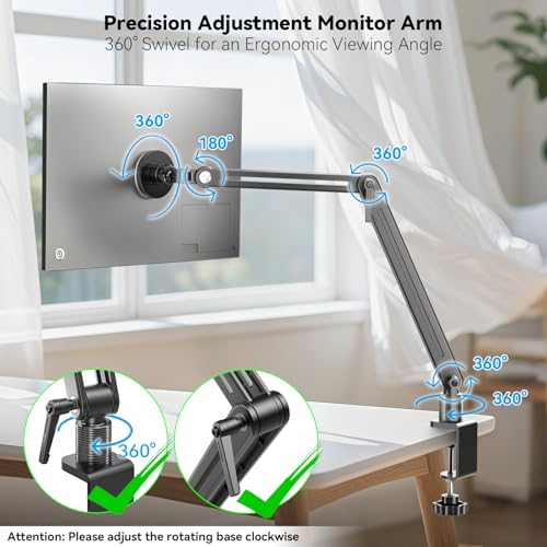 Jakeko Strong Magnetic Portable Monitor Desk Clamp - 75mm VESA Mount 4.7" 12.9" 15.6" 16" 17.3" 18.5 inch 360° Rotate Base Tablet Holder Arm JK07B1 - size: Up to 18.5''