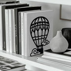 Peacoblue Metal Bookends for Shelves, Modern Decorative Heavy Duty Study Book Support Stoppers for Office, Desk, Shelf, Room 5.3"x4.3"x7.9" Cast Iron Simple Tall Bookends, 1 Pair (Hot Air Balloons) - style: Hot Air Balloons