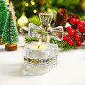 kanpura Clear Glass Cross Candle Holder 4" High Christian Tea Light Holder Cross Crystal Votive Candle Holders for Religious in Box(Single)