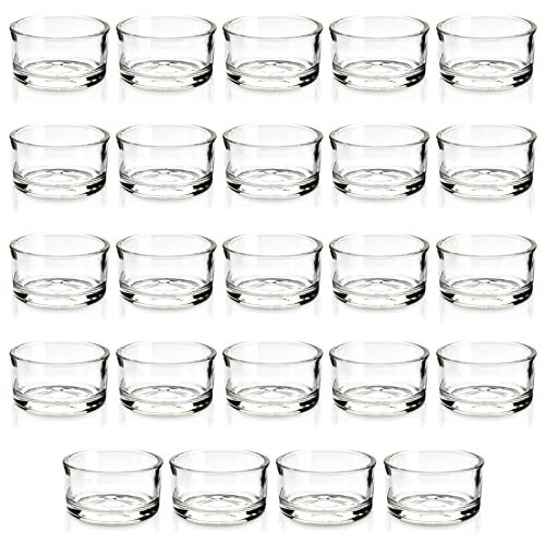 Juvale Glass Votive Candle Holders - Fits Standard Tealight Candles - Short Tealight Holders - Pack of 24, 1.9 in Dia x 1.0 in H