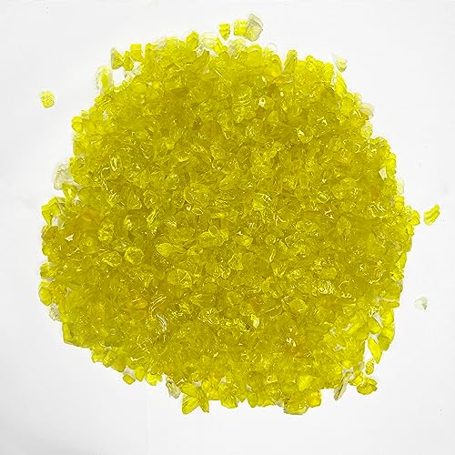 2lb Curshed Yellow Glass Chips for Crafts Art Resin Vase Filler - color: Yellow